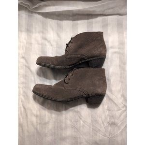 Reiker Gray Leather Suede Lace Up Booties Women's Size 38/US 7